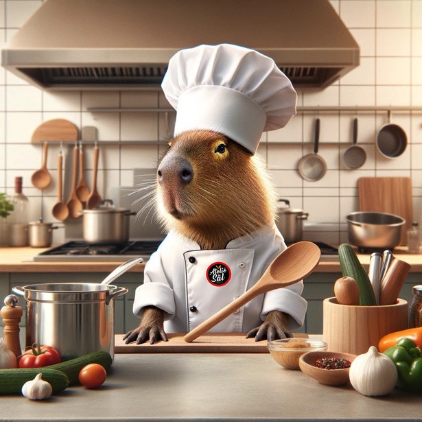 Capivara chef do Ateliê do Sal